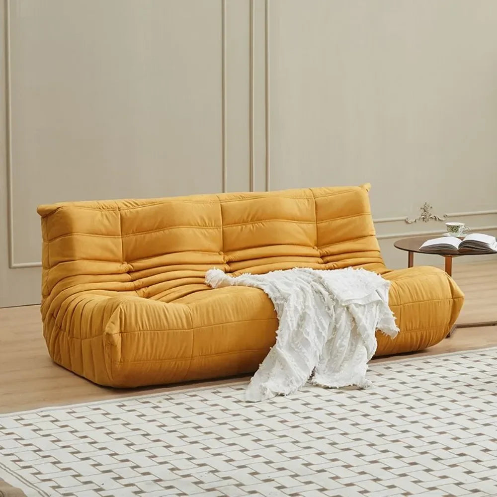 Single sofa living room bedroom lazy fabric leather leisure chair small apartment cream wind