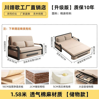 Sofa bed folding dual-purpose 2025 new single bed small apartment living room balcony folding bed multi-functional retractable b