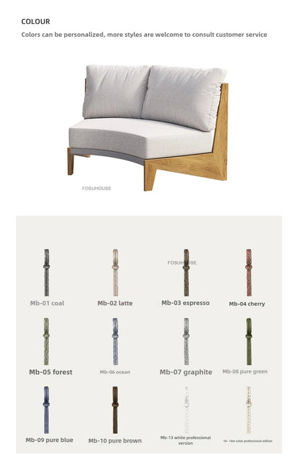 Designer Round Outdoor Sofas Combination Nordic Solid Wood Open-air Lounge Chair Home Patio Furniture Leisure Garden Sofa Chair