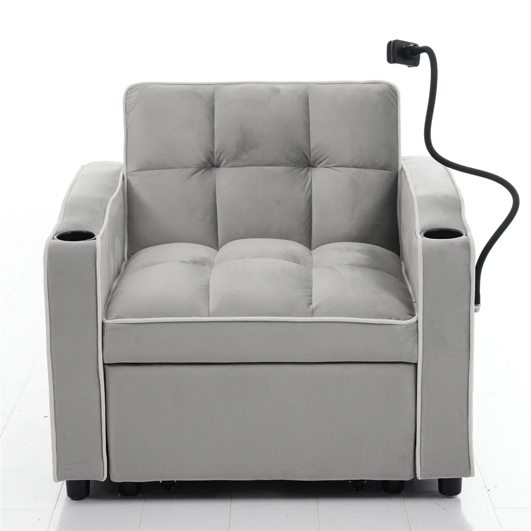 Three-in-one single-bed sofa, soft sleeper sofa, recliner sofa, backrest sofa, suitable for living room, 83*167*76 cm