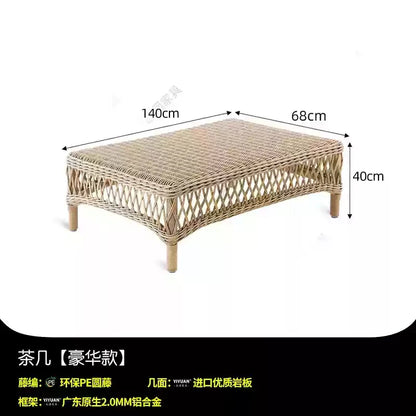 HXL outdoor sofa balcony rattan chair garden waterproof aluminum alloy outdoor terrace casual rattan sofa chair