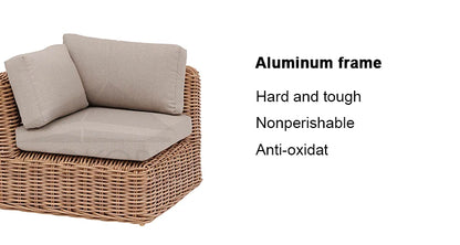 Factory Sale High Quality Outdoor Courtyard Metal Frame Rattan Wicker L-shape Garden Sofa Set