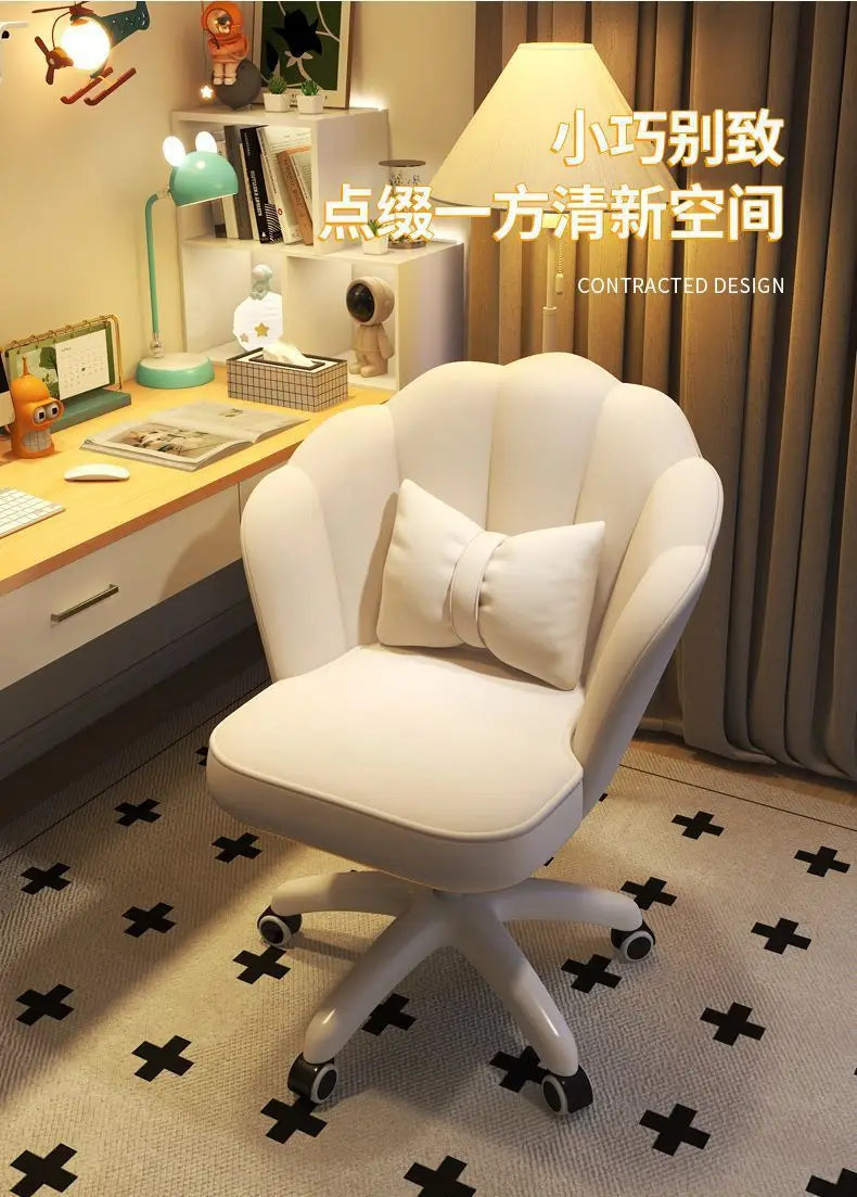 Computer Chair, Comfortable, Sedentary, Backrest, Home, Study, Office, Swivel Chair, Bedroom, Dresser, Petal, Makeup Chair