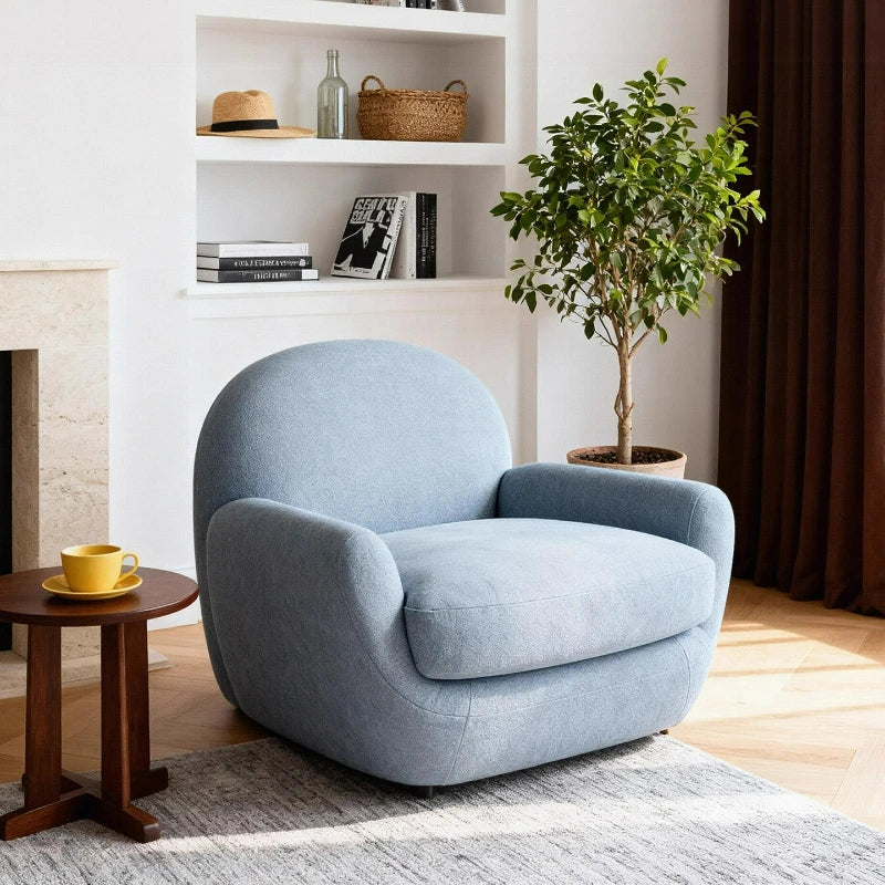 French rotating large single sofa chair designer blue living room leisure balcony bedroom single chair lazy swivel chair