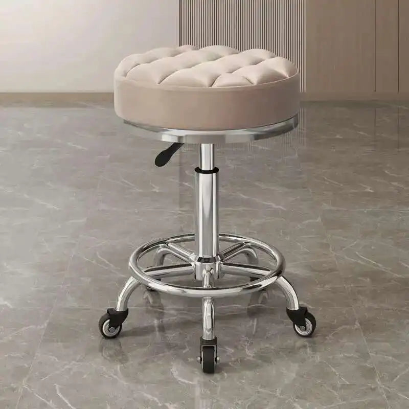 Barber Nail Salon Chair Swivel Wheels Rotating Salon Hair Stylist Barbershop Equipment Furniture Professional Rolling Silla