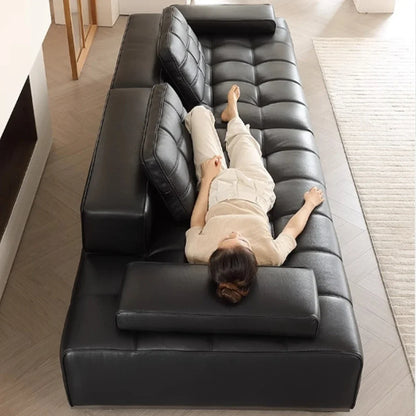 New Arrival High Quality Italian Leather Sofa Wholesale Folding Black Synthetic Leather High Quality Italian Leather Sofa