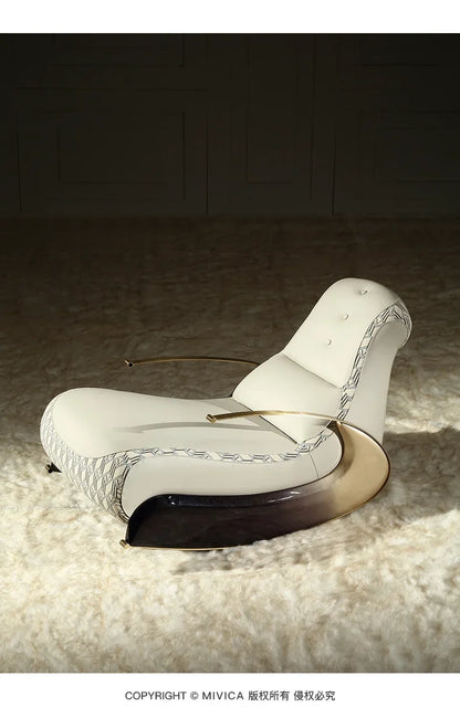Modern Italian Leather Rocking Chair Single Sofa Recliner Leisure Style New Design Comfortable Home Furniture