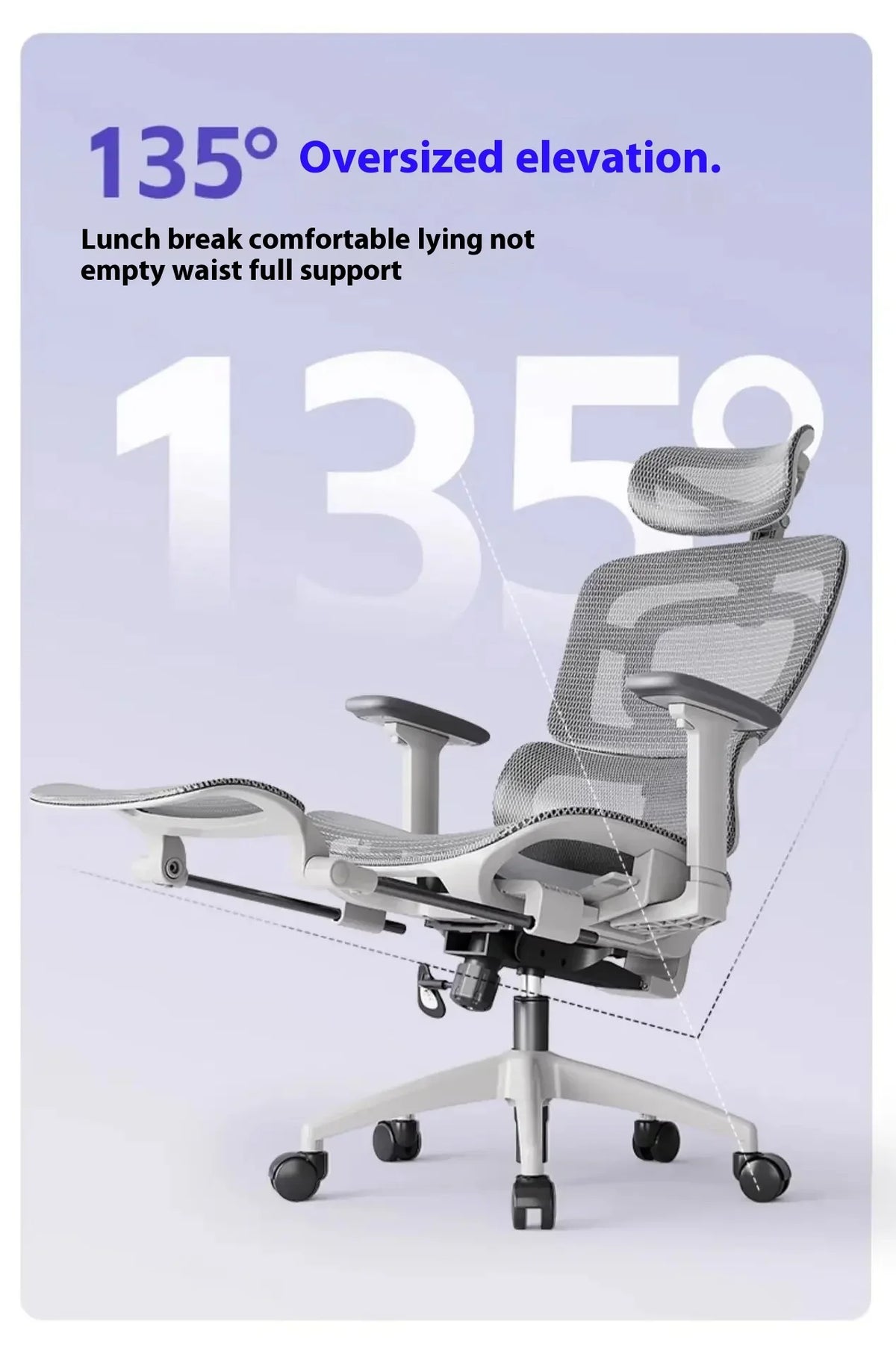 Ergonomic Office Chair with Lumbar Support Adjustable 3D Armrests Recline Tilt Function Mesh Seat for Home Office