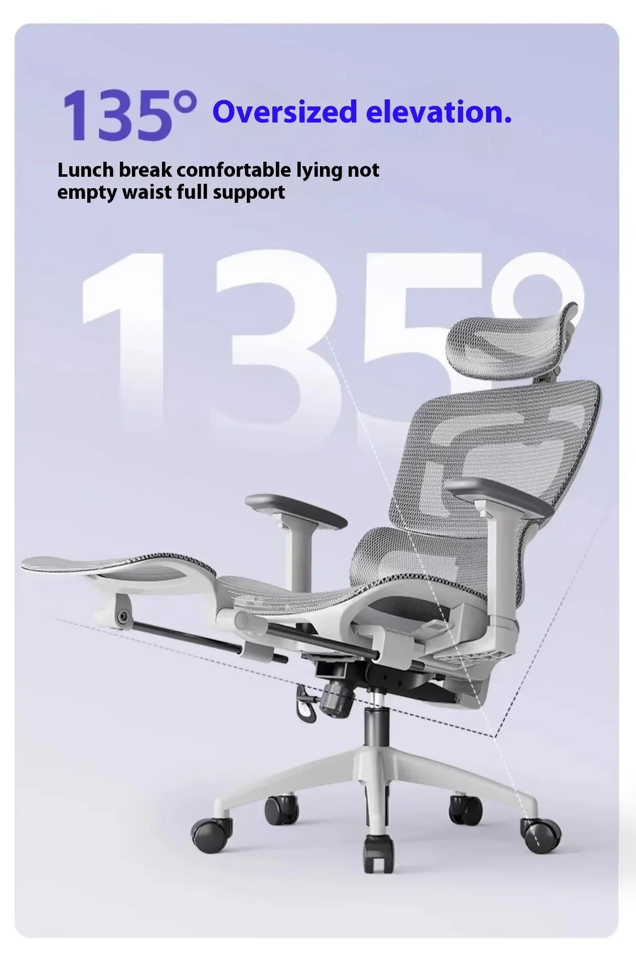 Ergonomic Office Chair with Lumbar Support Adjustable 3D Armrests Recline Tilt Function Mesh Seat for Home Office