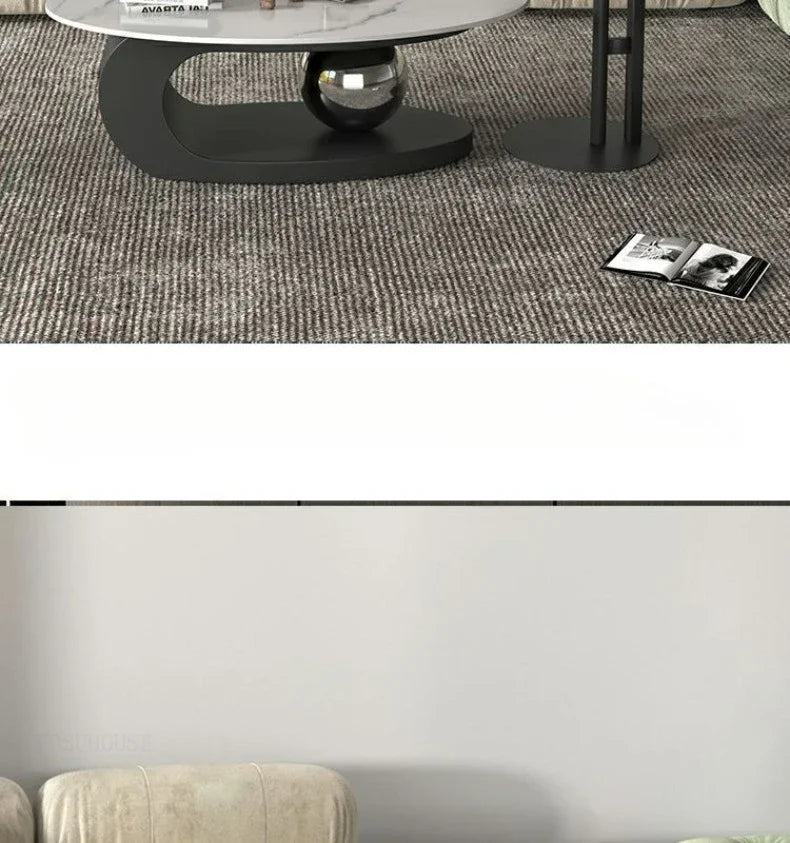 Bright Oval Coffee Tables for Tea Room Italian Rock Slab Easy To Clean Side Table Luxury Tables for Living Room a