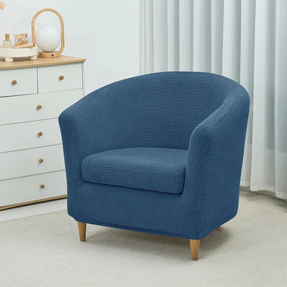 2pcs/set Jacquard Stretch Club Armchair Slipcover 1pc Barrel Tub Sofa Cover + 1pc Polar Fleece Couch Cover Furniture Protector