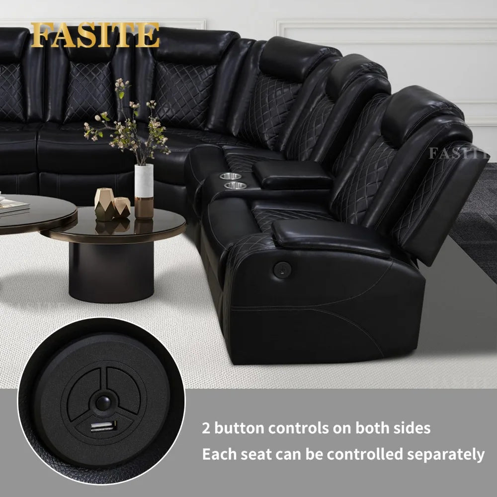 Nordic Power Recliner Sofa Sectional Couches with LED Light for Living Room