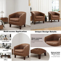 Upholstered Faux Leather Club Chair with Nailed Trim, Comfortable Reading Armchair for Living Room and Bedroom Reception Area