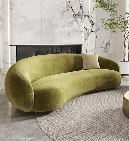 Q4  Light Luxury Velvet Curved Sofa Beauty Salon Clothing Store Moon-Shaped Sofa