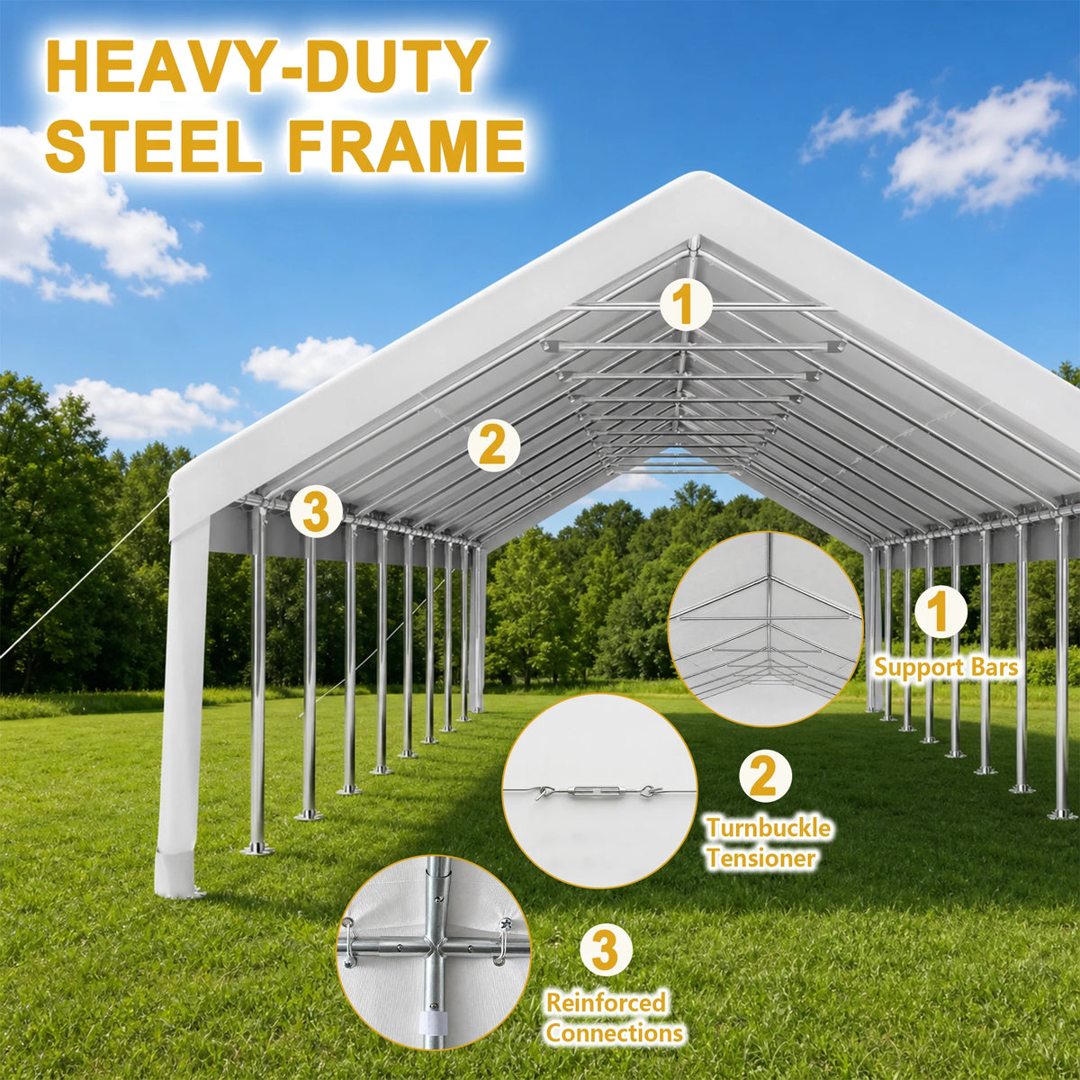 20x60FT Large Outdoor Event Tent Heavy Duty White Party Canopy Double Doors 18 PVC Windows Waterproof Steel Frame For Banquet Wedding Market