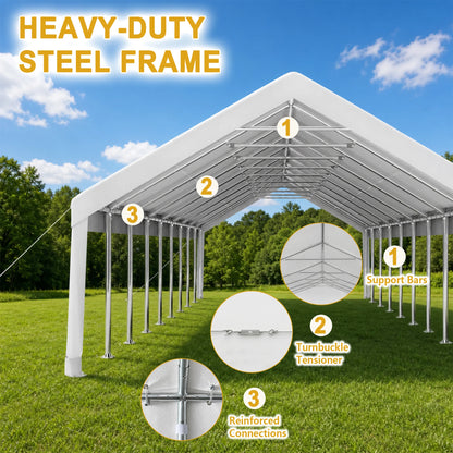 20x60FT Large Outdoor Event Tent Heavy Duty White Party Canopy Double Doors 18 PVC Windows Waterproof Steel Frame For Banquet Wedding Market