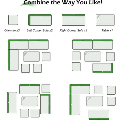Patio Furniture Set, 7 Pieces Outdoor Patio Furniture with Dining Table&Chair, All Weather Wicker Conversation Set with Ottoman