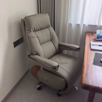 Electric Reclining Office Chairs Luxury Leather Executive Computer Armchair European Bedroom Furniture Home Ergonomic Desk Chair