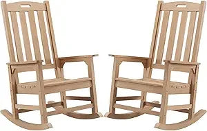 Oversized Outdoor Rocking Chair Set of 2, Porch Rocker with 21