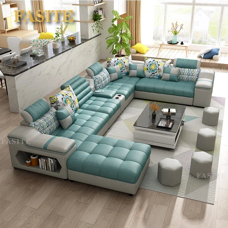 Removable and Washable Latex Free Wash Technology Fabric Sofa Combination Simple Living Room, Living Room Furniture
