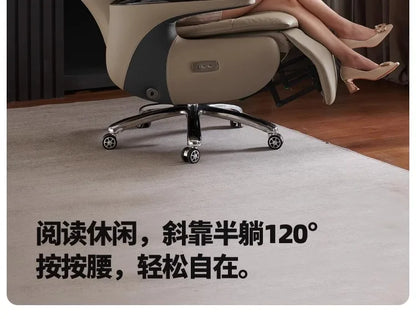 Senior Leather Office Chairs Ergonomic Comfortable Adjust Recliner Office Chairs Mobile Luxurious Furniture Silla Oficina LXOC