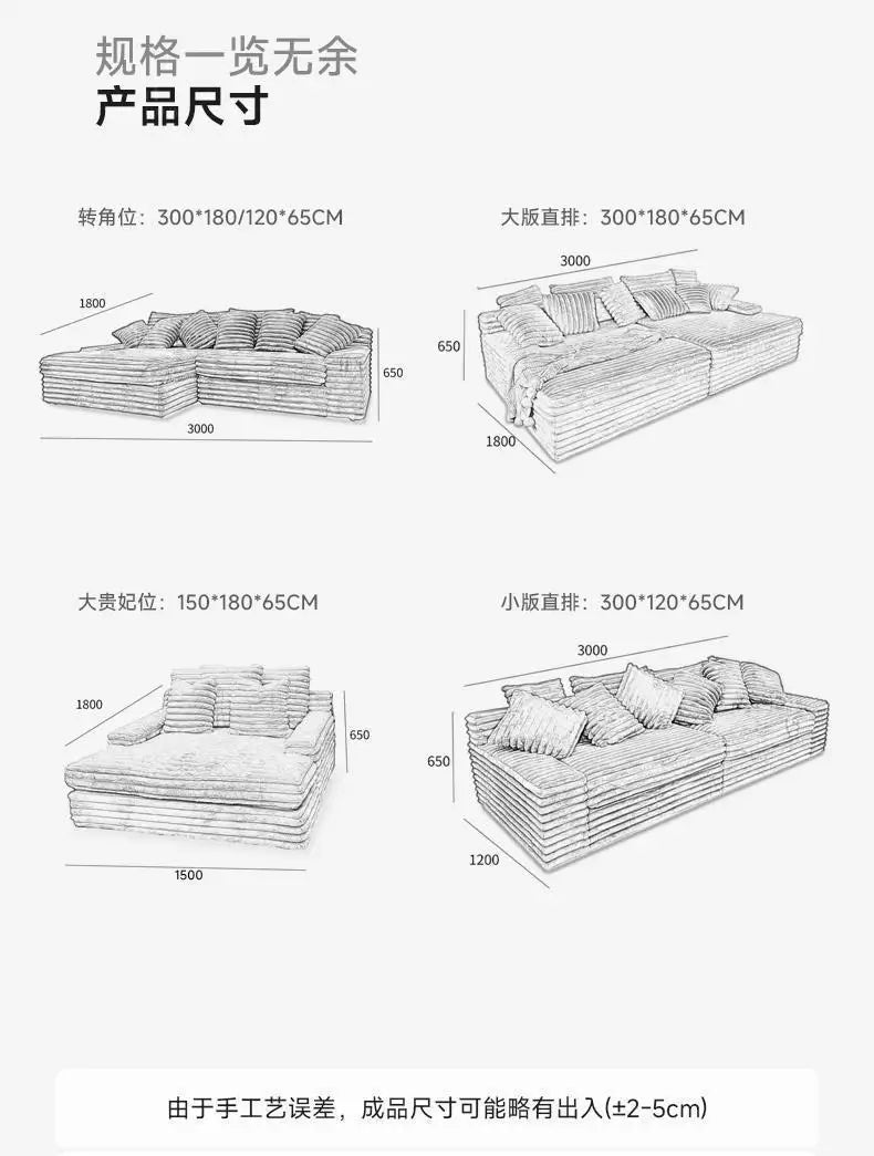 Gray Designer Vacuum Compressed Sofa Minimalist Corduroy Lounge Vacuum Compressed Sofa Nordic Couch Wohnzimmer Furniture Home