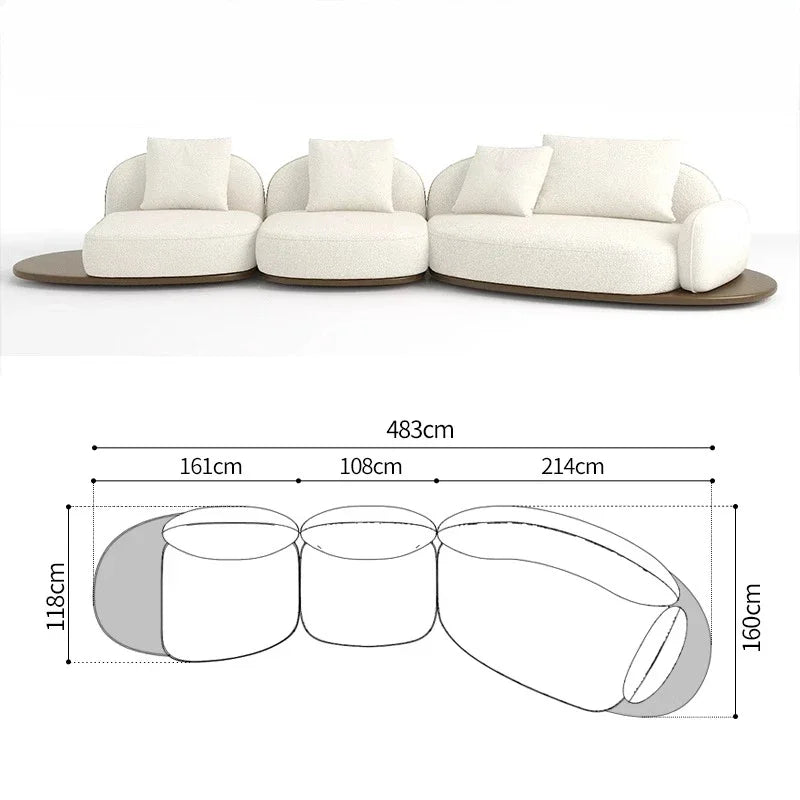 Living Room Coffee Table Designer Creative Three-person Log Style Furniture Modern Simple Modern Morocco Fabric Sectional Sofas