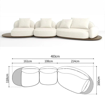 Living Room Coffee Table Designer Creative Three-person Log Style Furniture Modern Simple Modern Morocco Fabric Sectional Sofas