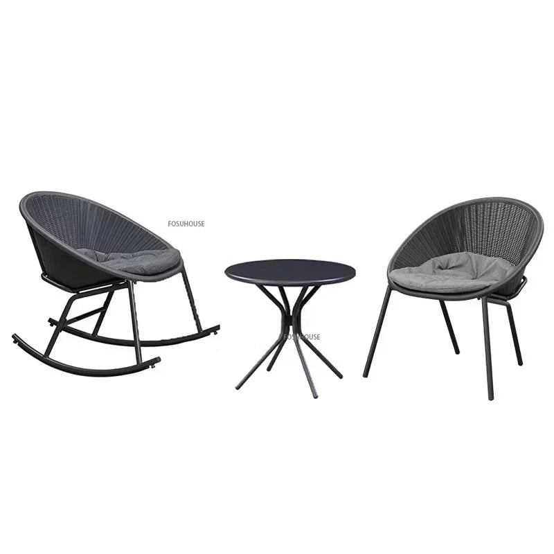 Outdoor Rattan Chair Garden Furniture Set Household Outdoor Balcony Leisure Table and Chair Three-piece Set Mini Coffee Table