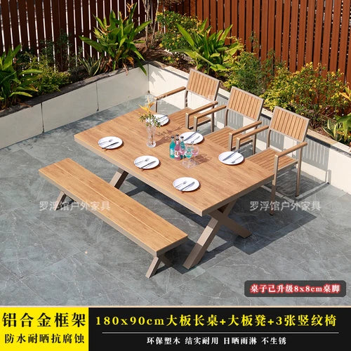 Courtyard table and chair outdoor balcony waterproof and sunscreen garden outdoor leisure table and chair combination