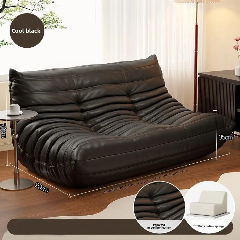 Double Caterpillar Suede Sofa Small Apartment Trendy Bedroom Single Lounging Area Lazy Living Room Tatami Inspired Cozy Design