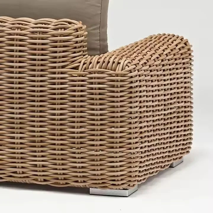 Balcony Living Room Furniture Sofa Set Pet Wooden PE Rattan Home Furnitures Modern Outdoor Patio Sofa Set Garden Furniture