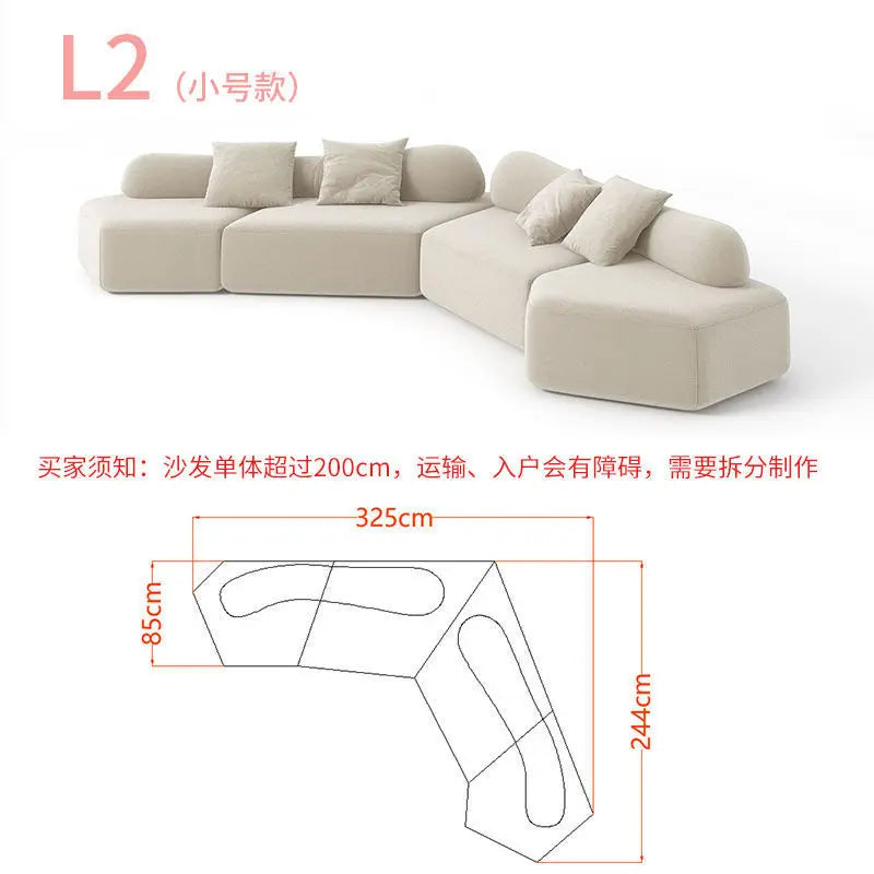 Fabric Sofa Combination Villa Large Apartment Sitting Italian Rock Irregular Special-shaped Large Flat Edta Double-sided