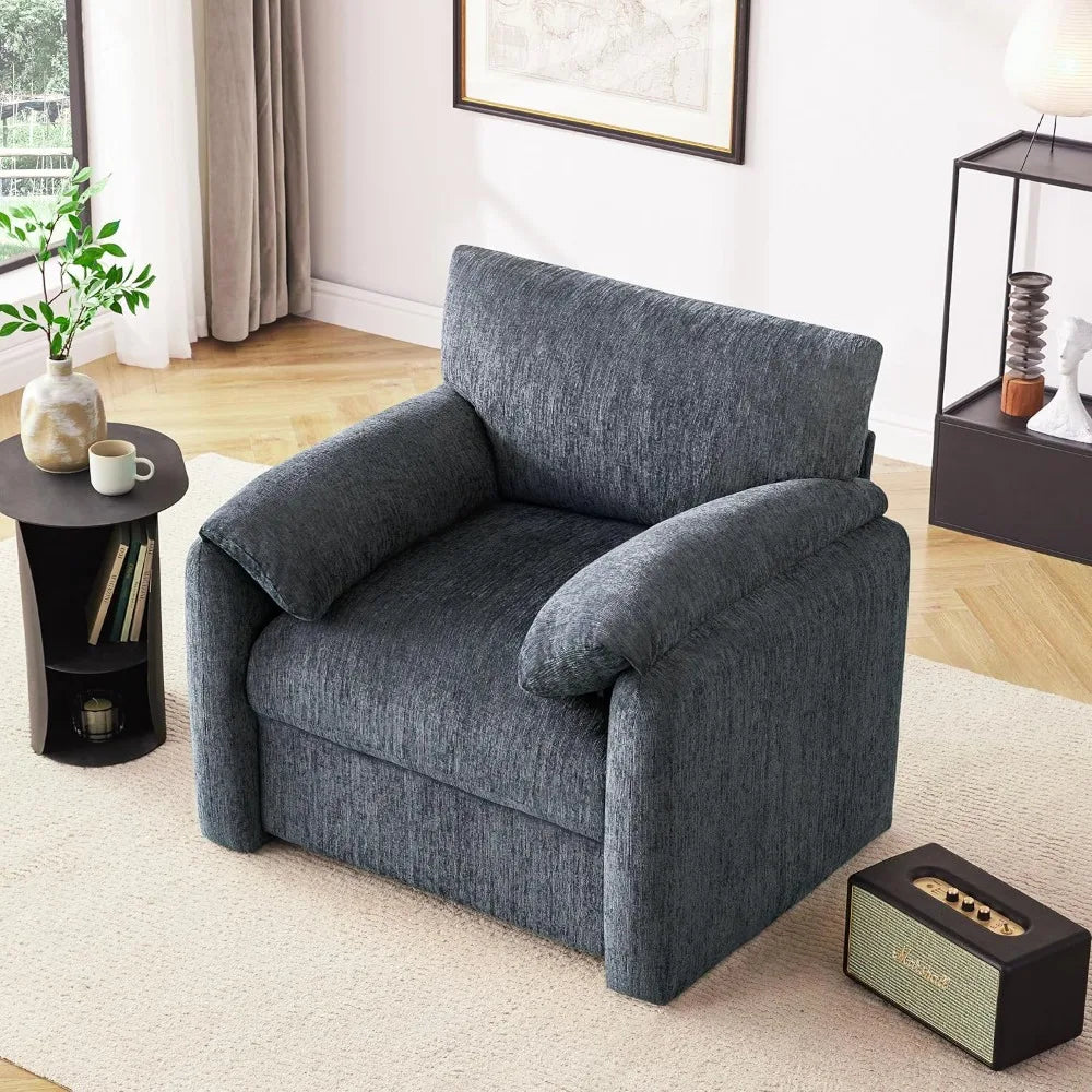 Chenille Oversized Armchair, 38.6" Wide Accent Chairs for Living Room & Bedroom Modern Lounge Chair, Upholstered Mid-Century