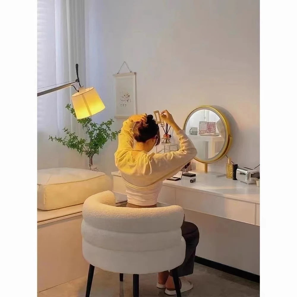 Internet celebrity backrest sofa lamb wool lazy sofa chair living room bedroom cloakroom casual makeup chair dresser chair