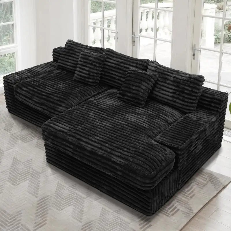 Modular Sectional Sofa Set, Upholstered Couch for Living Room or Bedroom, No Assembly Required, 2PC Free Combination, Plush