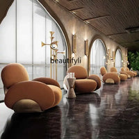 F Designer creative cream wind lamb wool leisure recliner small apartment bedroom makeup single sofa chair