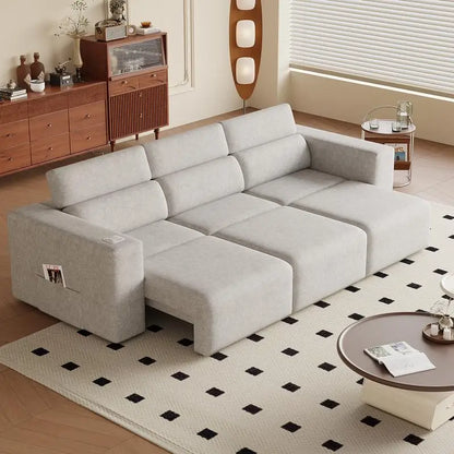 Electric 3-Seat Power Reclining Sofa With Bluetooth Stereo Wireless Charging, Side Pocket Modular Couch Schlafsofa Couch Hotel