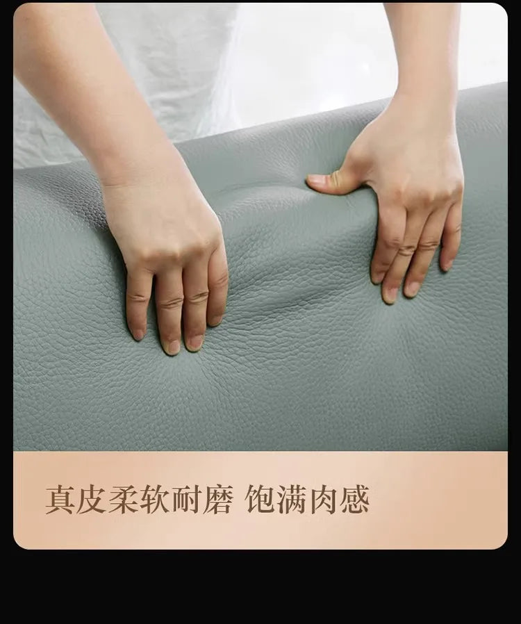 Modern minimalist, ebony leather sofa, new Chinese combination