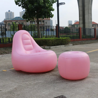 Inflatable Lounges Chair with Ottoman Blow Up Chaise Lounges Air Lazy Sofa Set Portable Inflatable Seats for Indoor & Outdoor