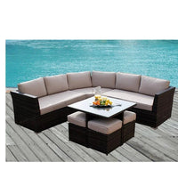Outdoor Garden Rattan Sofa Set with Rope Seating - Durable Aluminum Frame Furniture Collection