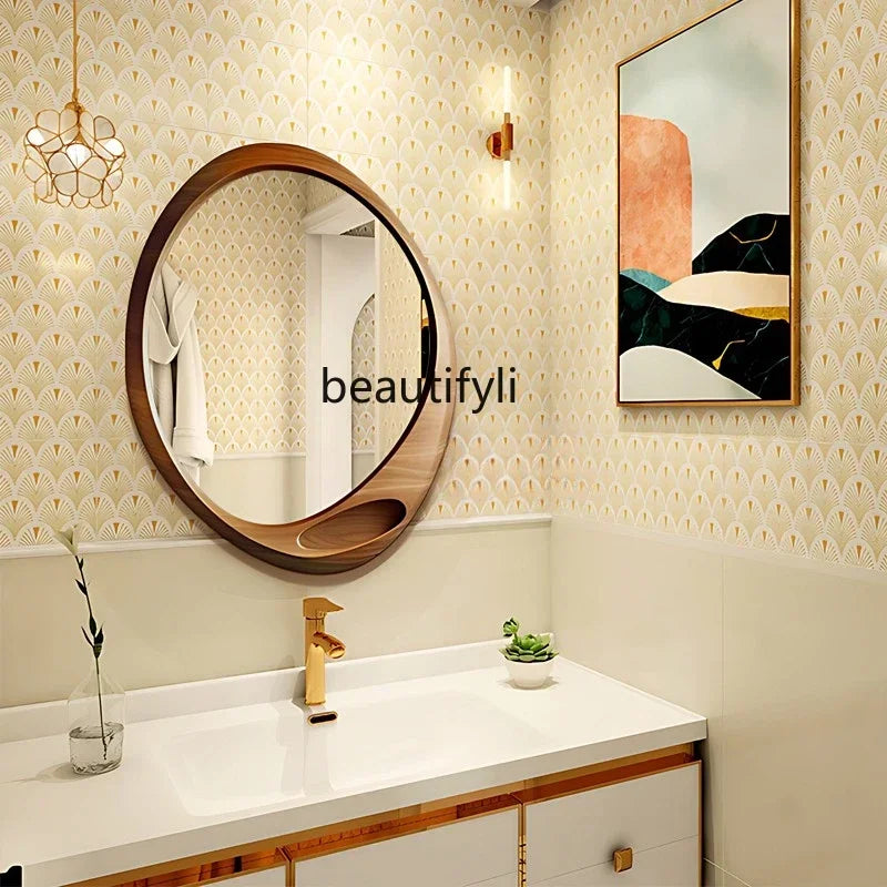 French retro bathroom mirror wall-mounted mirror American dressing table makeup mirror living room background wall decoration