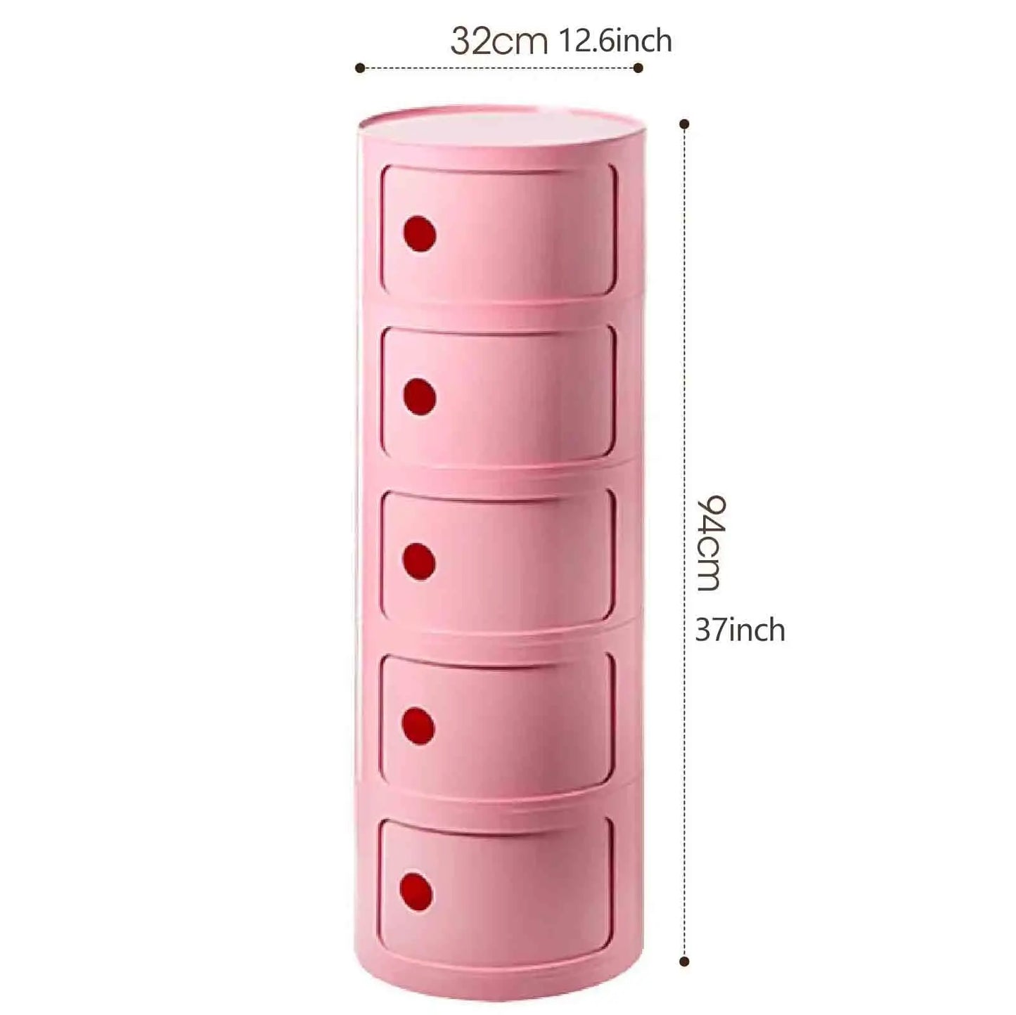 Plastic Round Nightstand Bedside Table Cabinet with Sliding Doors Round Storage Bedside Cabinet Nightstand  for Living Bedroom