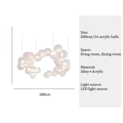 SANDYHA French Style Acrylic Ball Pendant Lights Creative Hanging Chandelier LED Lamps for Living Room Dining Table Modern Home