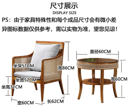Balcony Rattan Living Room Chairs Outdoor Ergonomic Living Solid Wood Chairs Makeup Simple Fauteuil Salon Furniture Decoration