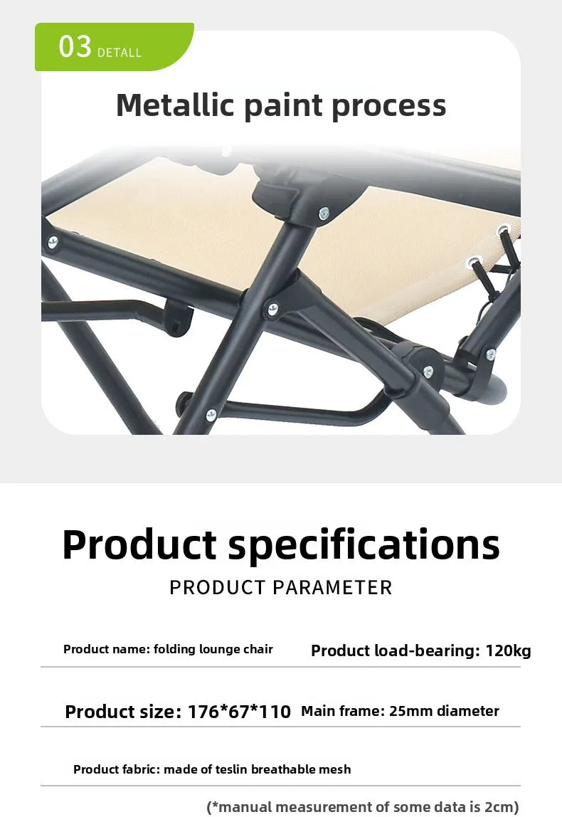 Portable Zero Gravity Lounge Chair – Folding Recliner with Lock, Cup Holder & Pillow for Patio Garden Balcony Camping Beach