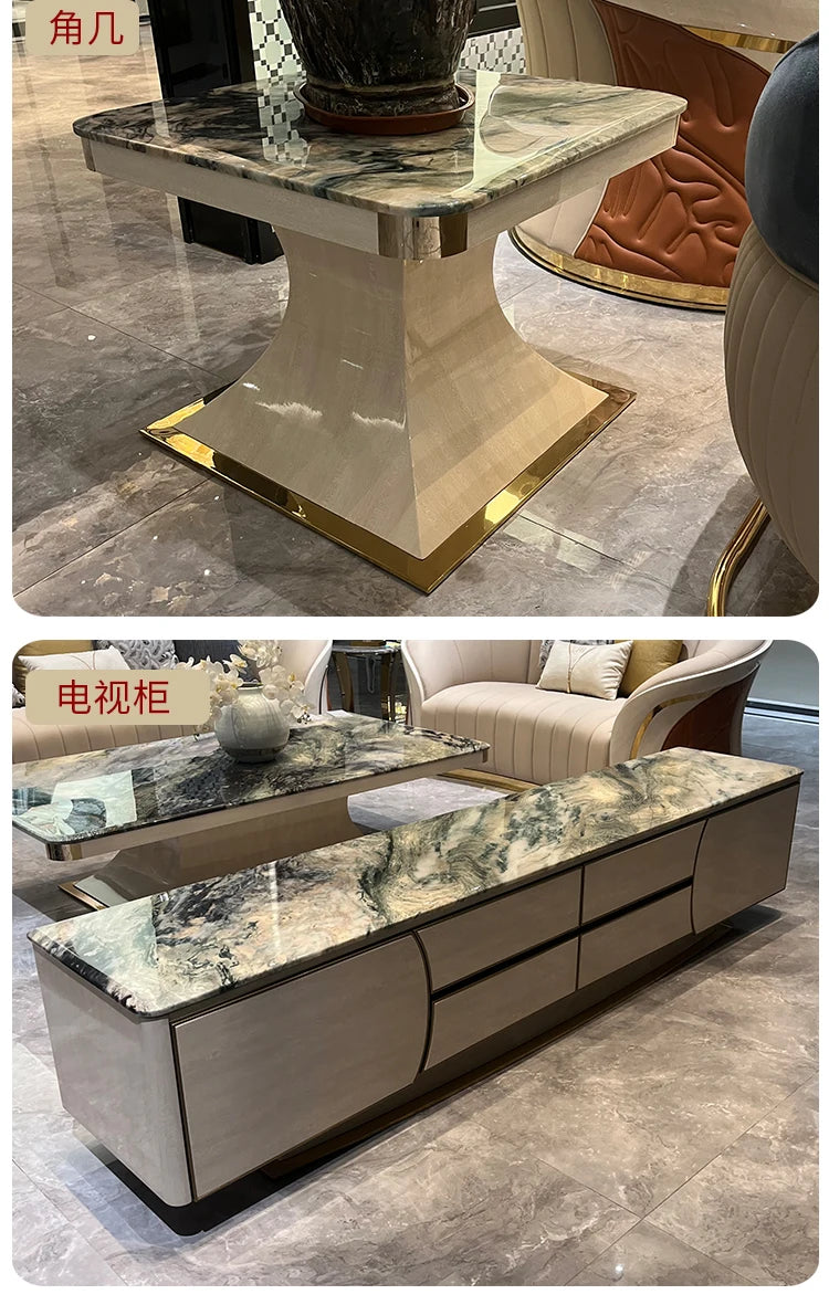 *Italian light luxury leather sofa post-modern model room large apartment high-end