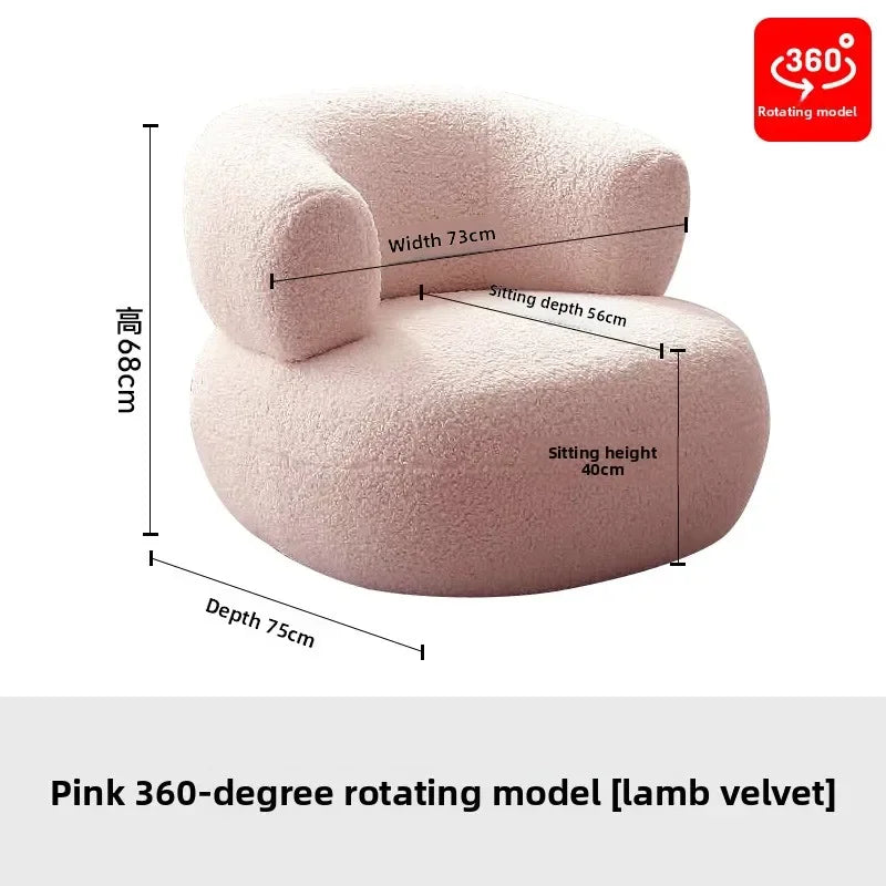 Nordic Designer Fabric Living Room Chairs Leisure Backrest Armchairs Bedroom Lambswool Luxury Single Sofa for Home Furniture