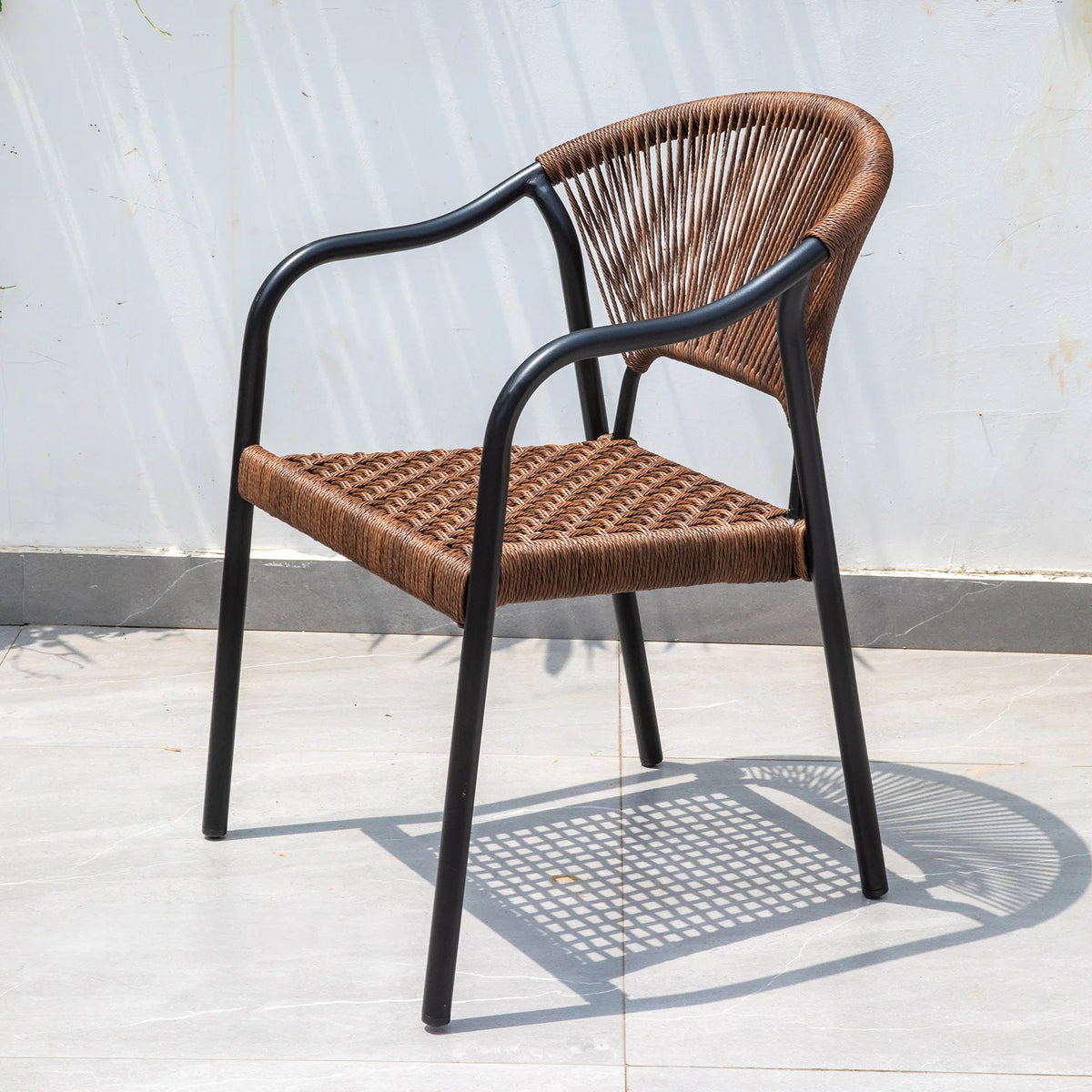 Aluminum Frame Outdoor Chairs Set of 2 PE Rope Patio Chair All Weather Bistro Chair Garden Chair for Hotel Restaurant Backyard