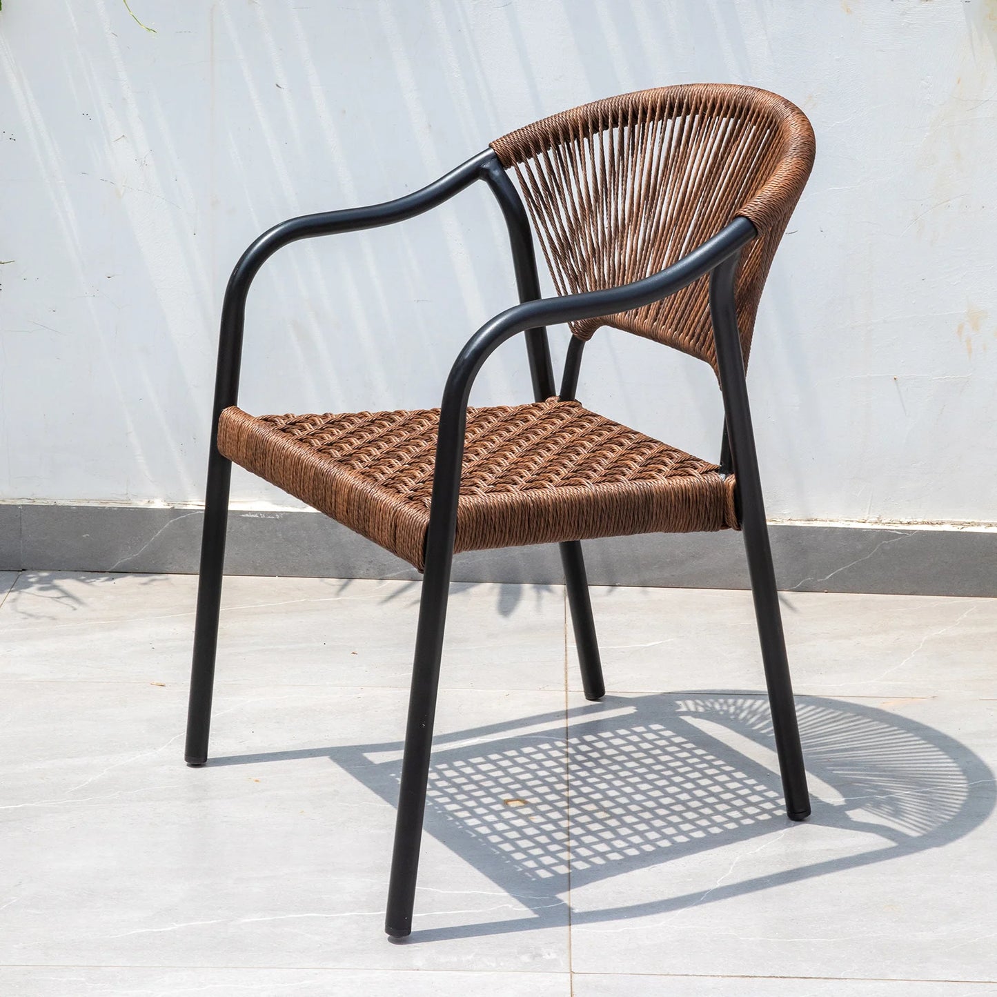 Aluminum Frame Outdoor Chairs Set of 2 PE Rope Patio Chair All Weather Bistro Chair Garden Chair for Hotel Restaurant Backyard